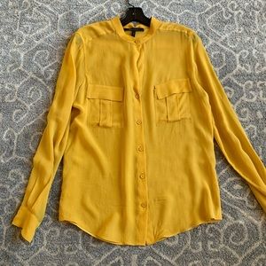 BCBG yellow button down blouse